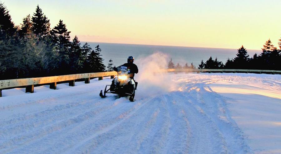 Snowmobiling near the Fundy Trail Parkway