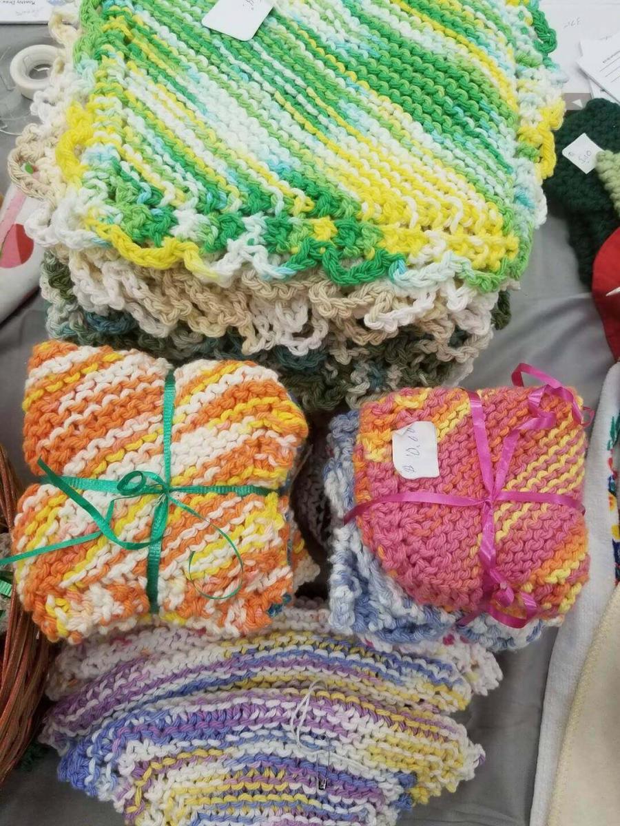 Colourful homemade knits at the market