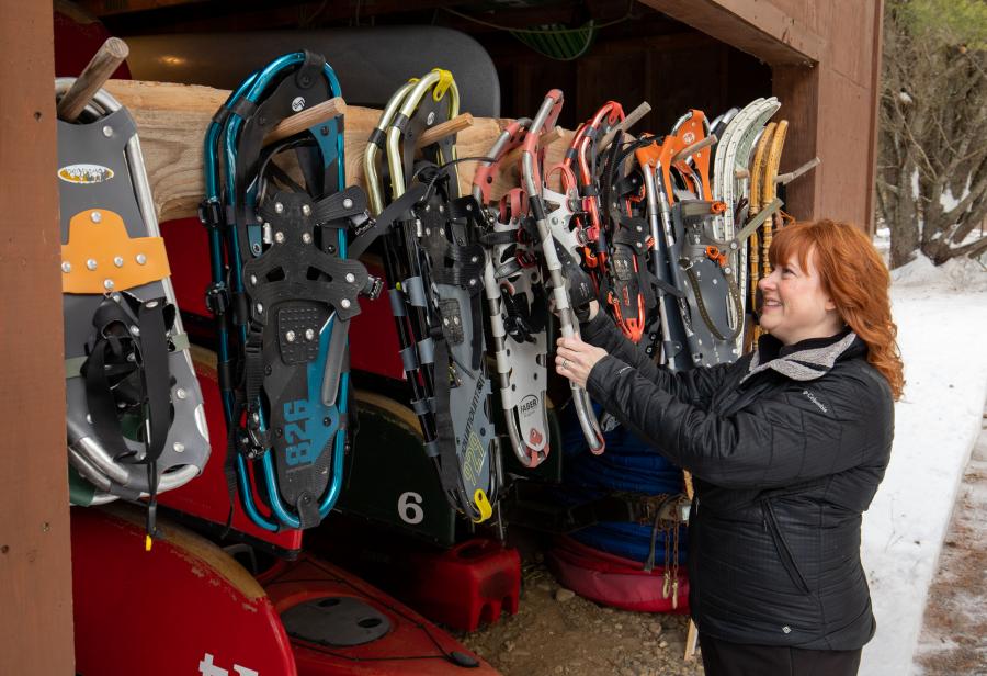 Picking snowshoes at Storeytown Cottages