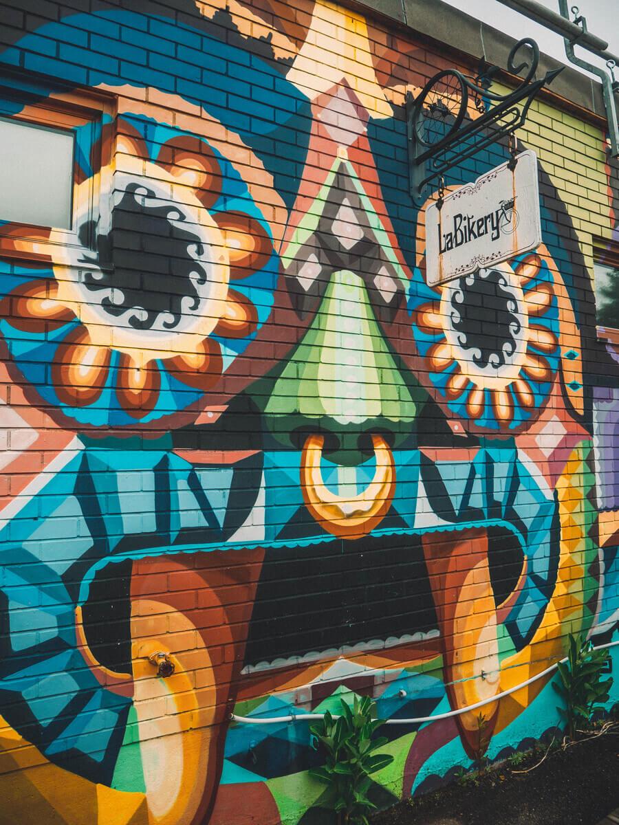 Mural on the wall of La Bikery Cooperative in Moncton