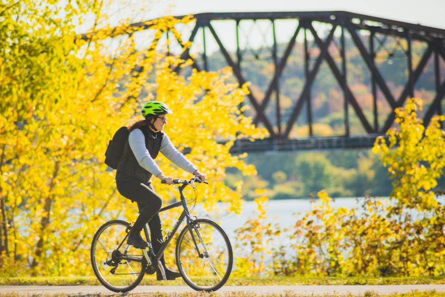 Cycling along the St. John (Wolastoq) river in Fredericton