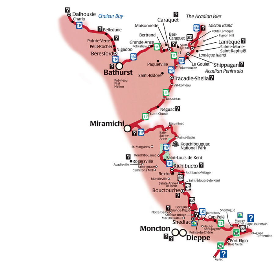 Acadian Coastal Drive map