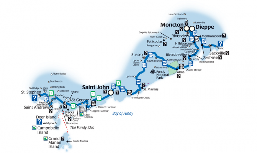 Fundy Coastal Drive map