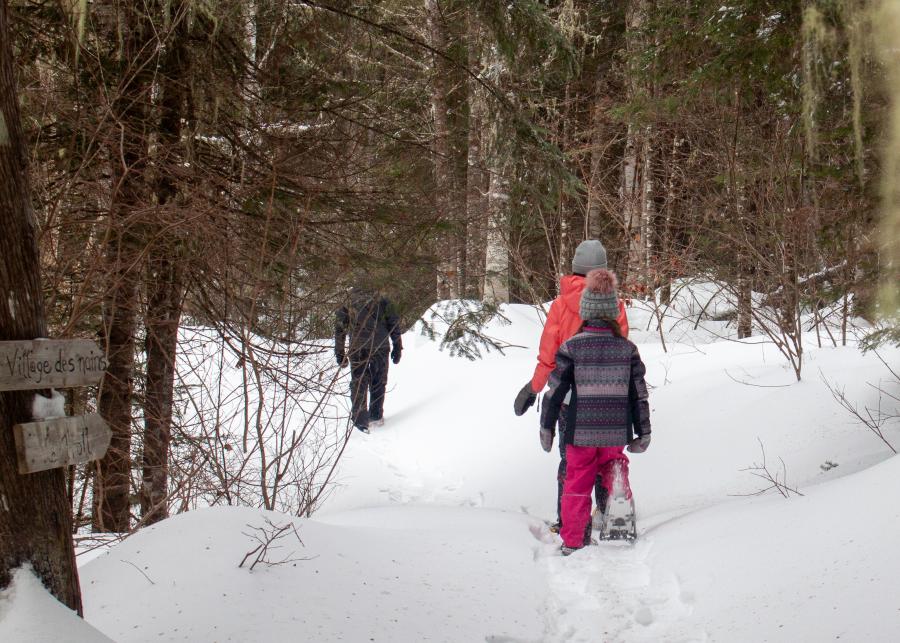 Exploring trails at Chalets Restigouche in Kedgwick