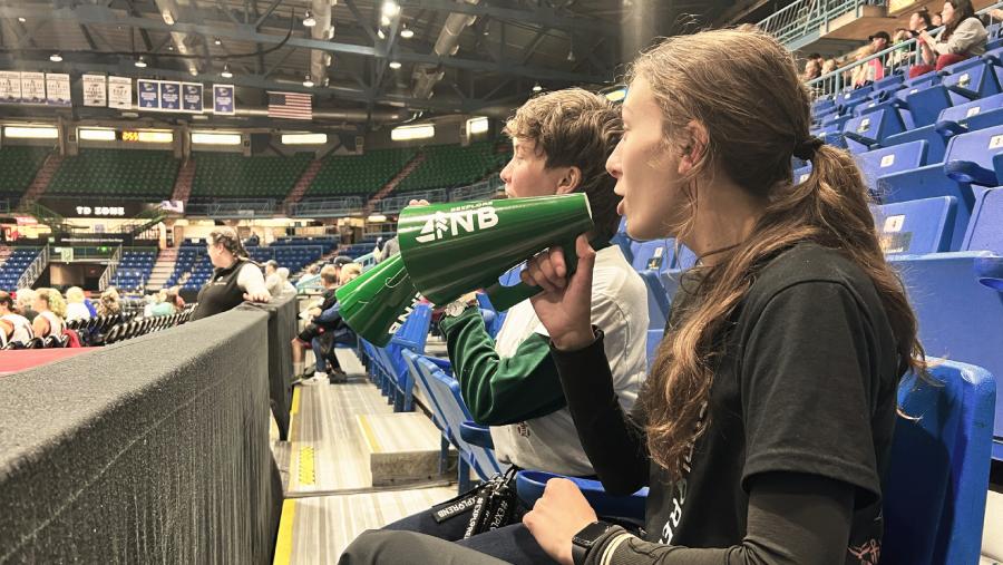 Cheering at a basketball game