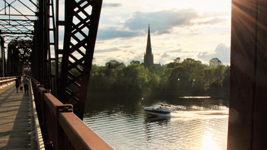 Fredericton Cathedral from the Bill Thorpe Walking Bridge