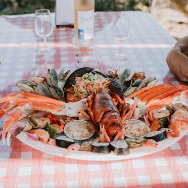 Fresh seafood at La Terrasse à Steve in Miscou