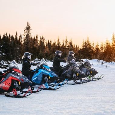 4 snowmobiles side by side