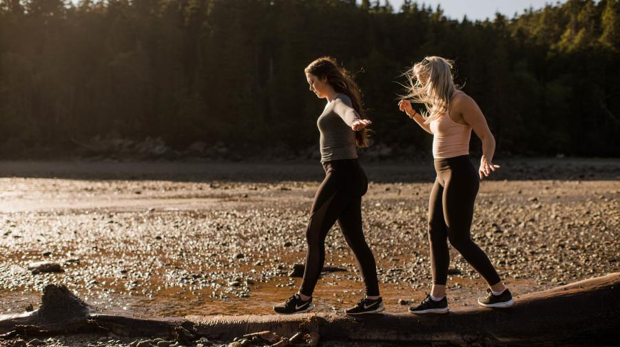 girls walking on the water in alma