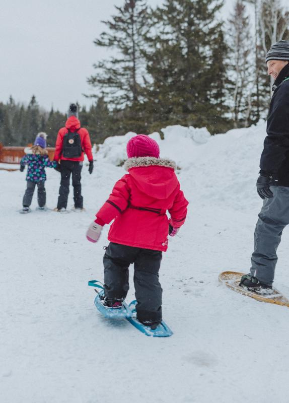 Snowshoeing to lodge at Mount Carleton Provincial Park