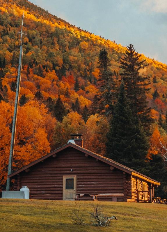 landscape cabin in fall