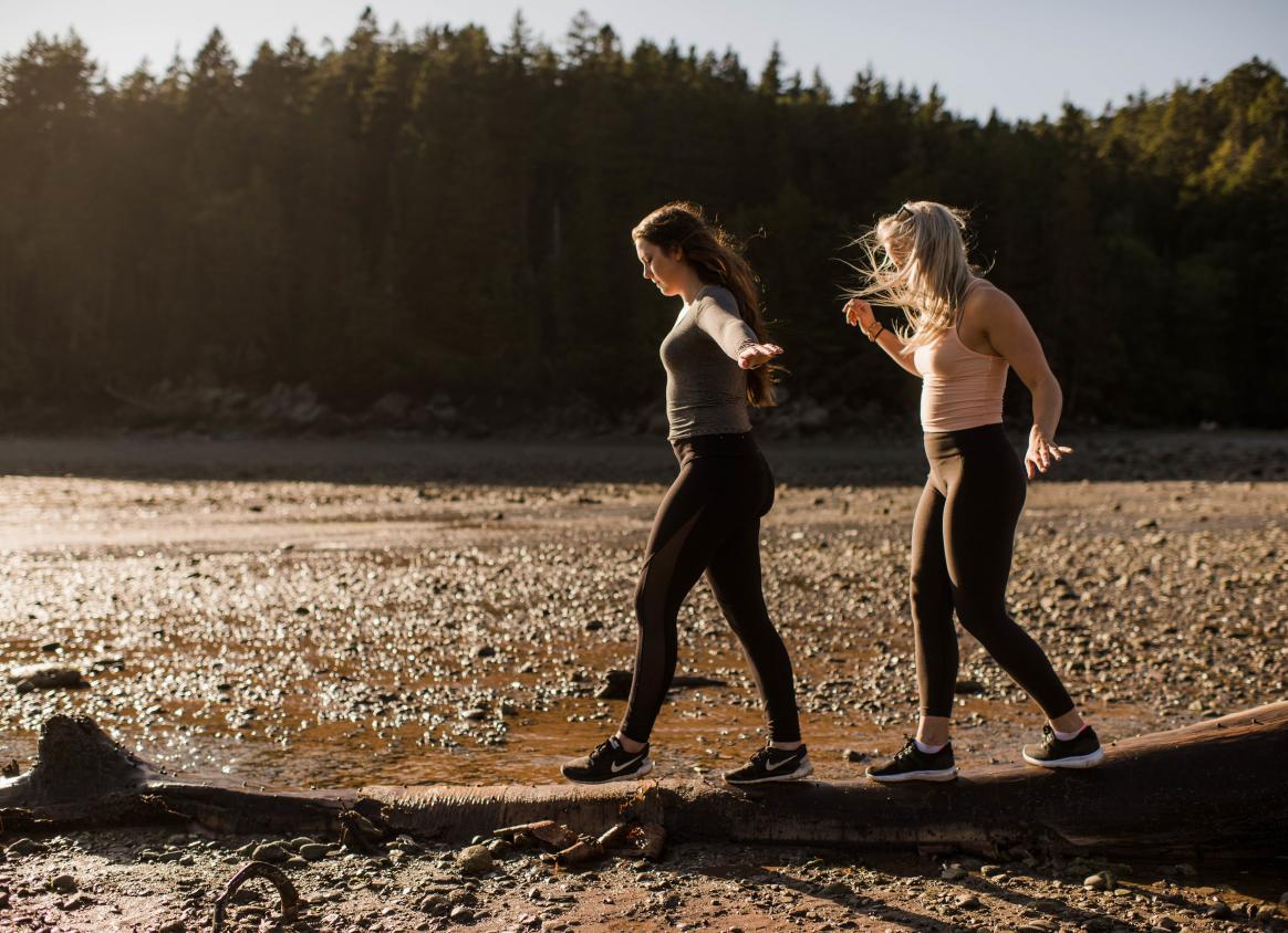 girls walking on the water in alma