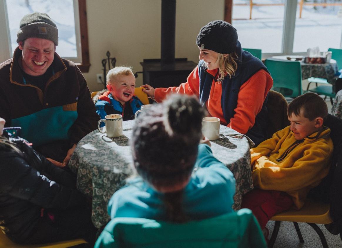 Family Enjoying Hot Chocolate